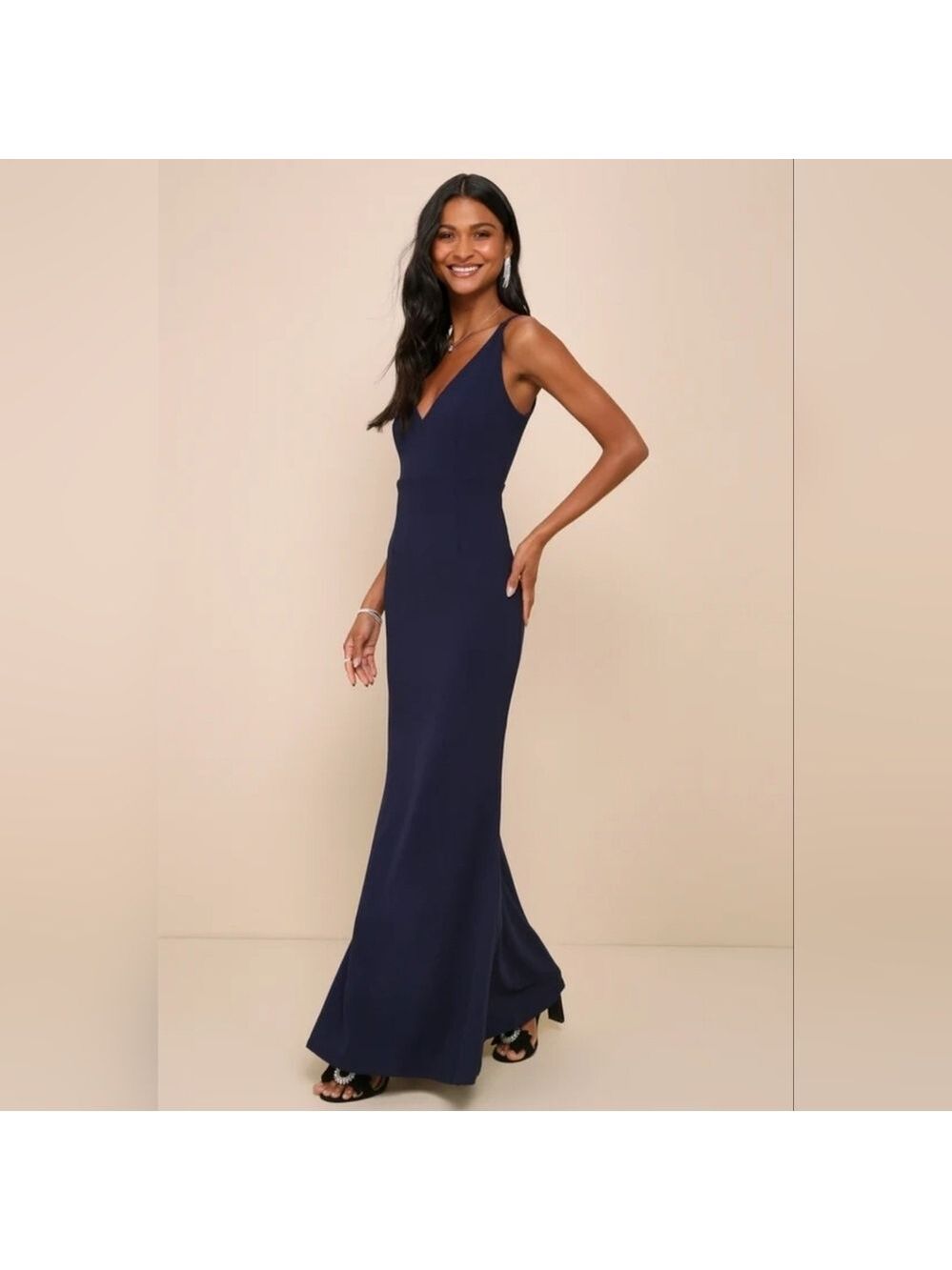 Lulus | Melora Navy Blue Sleeveless Maxi Dress | Size L - Picture 7 of 9